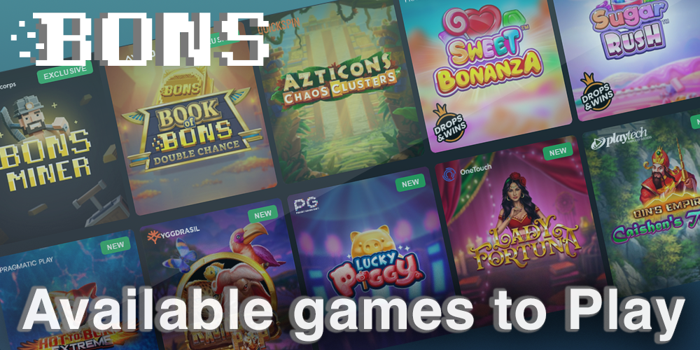 Available games to Play for Indian rupees at Bons casino