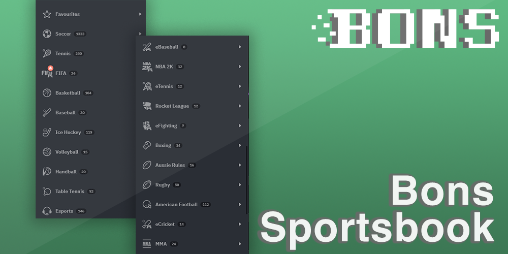 over 40 different sports at Bons betting website