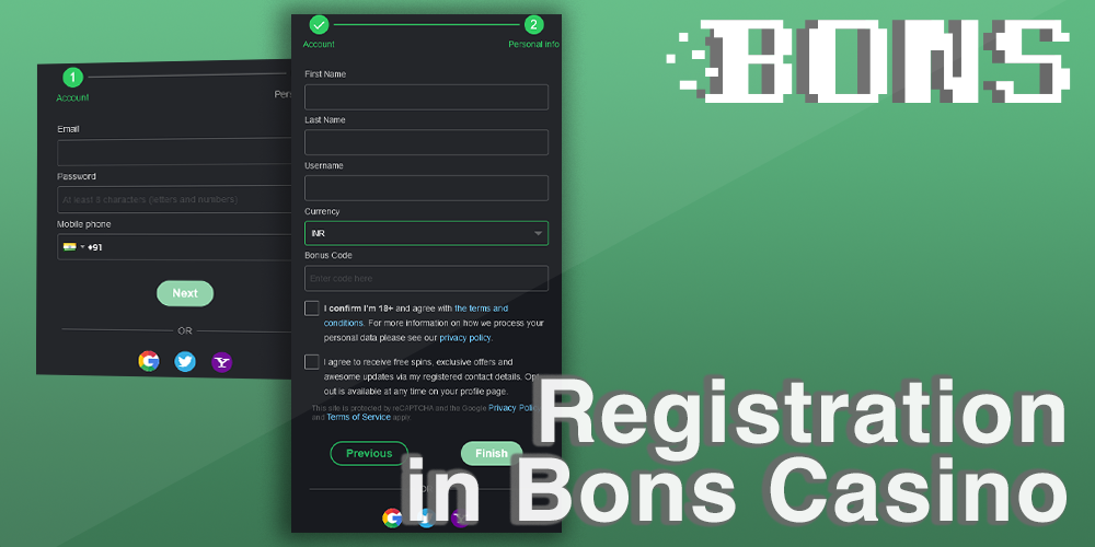 Bons casino registration process