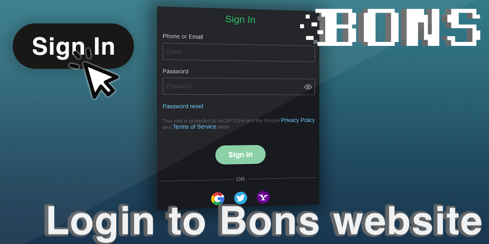 Instruction on how to login to personal account in Bons betting
